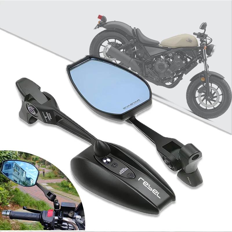 Motorcycles Rearview Mirrors Full Range Rotatable No Blind Spots For Rebel300 Rebel500 CMX500 CMX300 Rebel Cm Cmx 300 500 1100