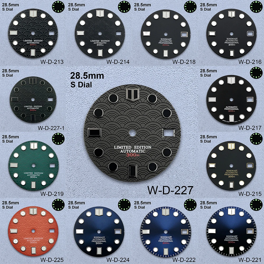 28.5mm Scale S Dial For NH35/36/4R/7S Automatic Movement C3 Green Luminous Diving High-Quality Watch Modification Accessories
