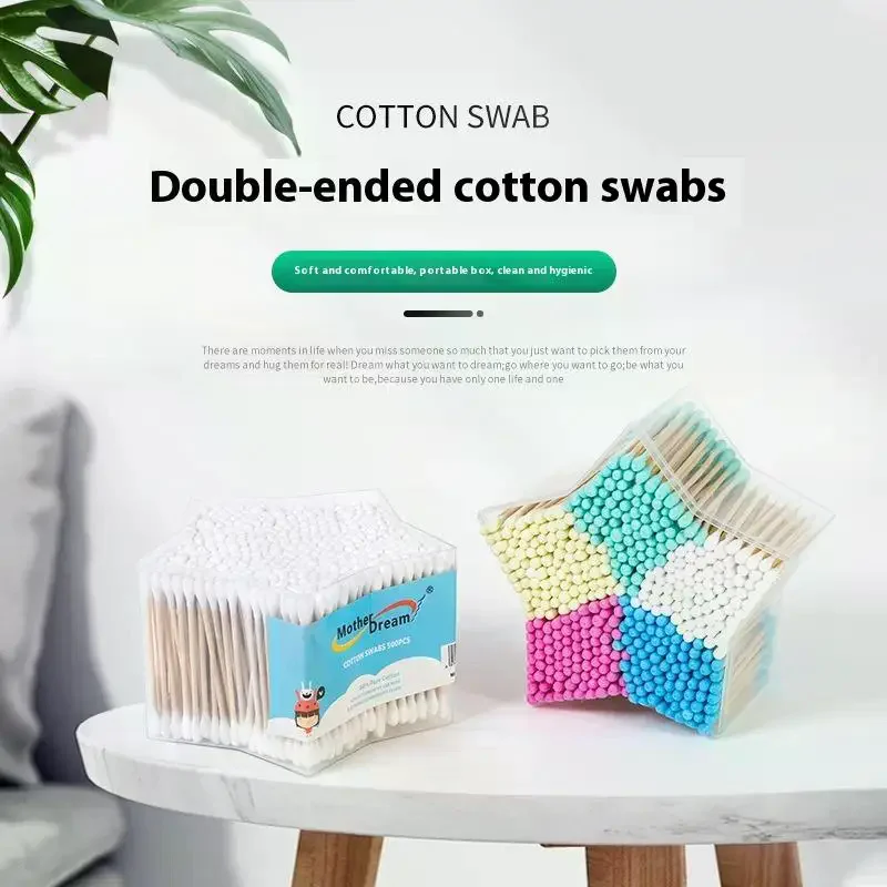 500Pcs/Box Clean Sanitary Swab Color Double-headed Cotton Swab For Makeup Remover Ears Cotton Swabs Cosmetic Tool