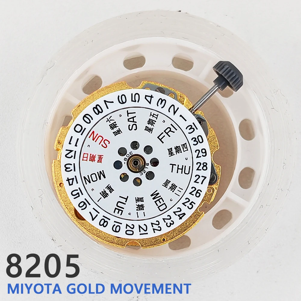 Golden MIYOTA 8205 Automatic Mechanical Movement Modified Day-Date 8205 Self-winding Mechanism Parts Brand New Movement