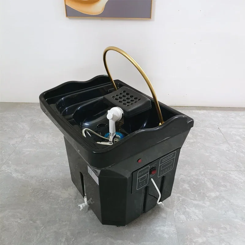 

A Movable Shampoo Basin Head Therapy Machine Supporting Massage Couch Facial Bed Fumigation Water Circulation Shampoo Machine