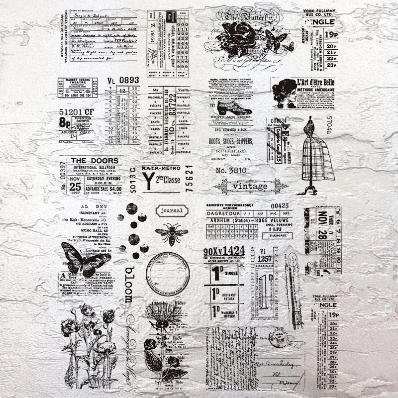 

Retro butterflies phrases Rubber Stamp Fairy Plants Clear Stamps for DIY Craft Making Card Scrapbooking Photo Album Decor Sheets