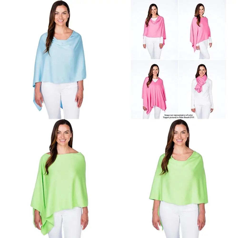 

Lightweight Cotton Cashmere Blend Poncho - 95% Cotton, 5% Cashmere - Soft and Stylish - Perfect Gift Option