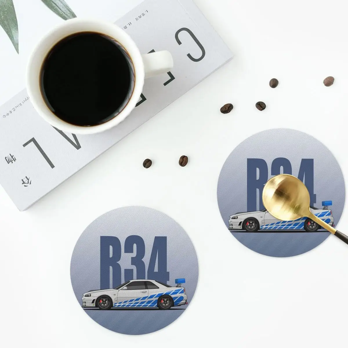 

Skyline GTR R34, подставки, кухонные салфетки, нескользящие изоляционные коврики для чашек, кофейные коврики для декора, домашняя посуда, подушечки, набор из 4 шт.