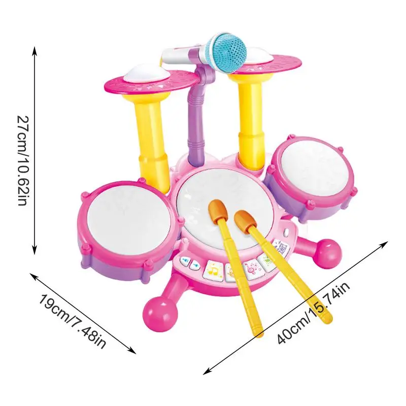 طفل طبل الآلات الموسيقية الضوء والصوت مجموعة طبل أدوات الموسيقى تعلم طفل ميكروفون الألعاب التنموية