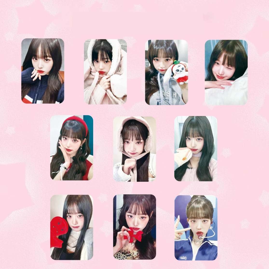 Kpop Idols WonYoung Photocards 10pcs/Set INS Korean Style LOMO Coated Card Double Sides Bright Film Card Fans Collection Gift