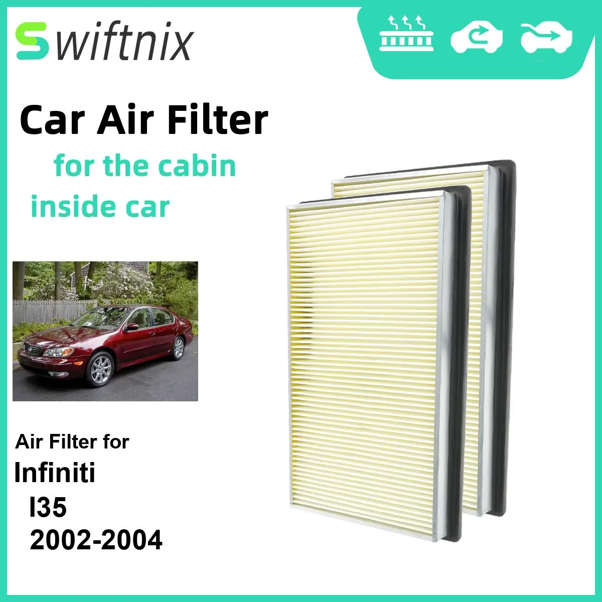 

Воздушный фильтр с активированным углем для Infiniti I35 2002-2004 CA4309 25043775 16546-0Z000 16546-V0100, 2 шт.