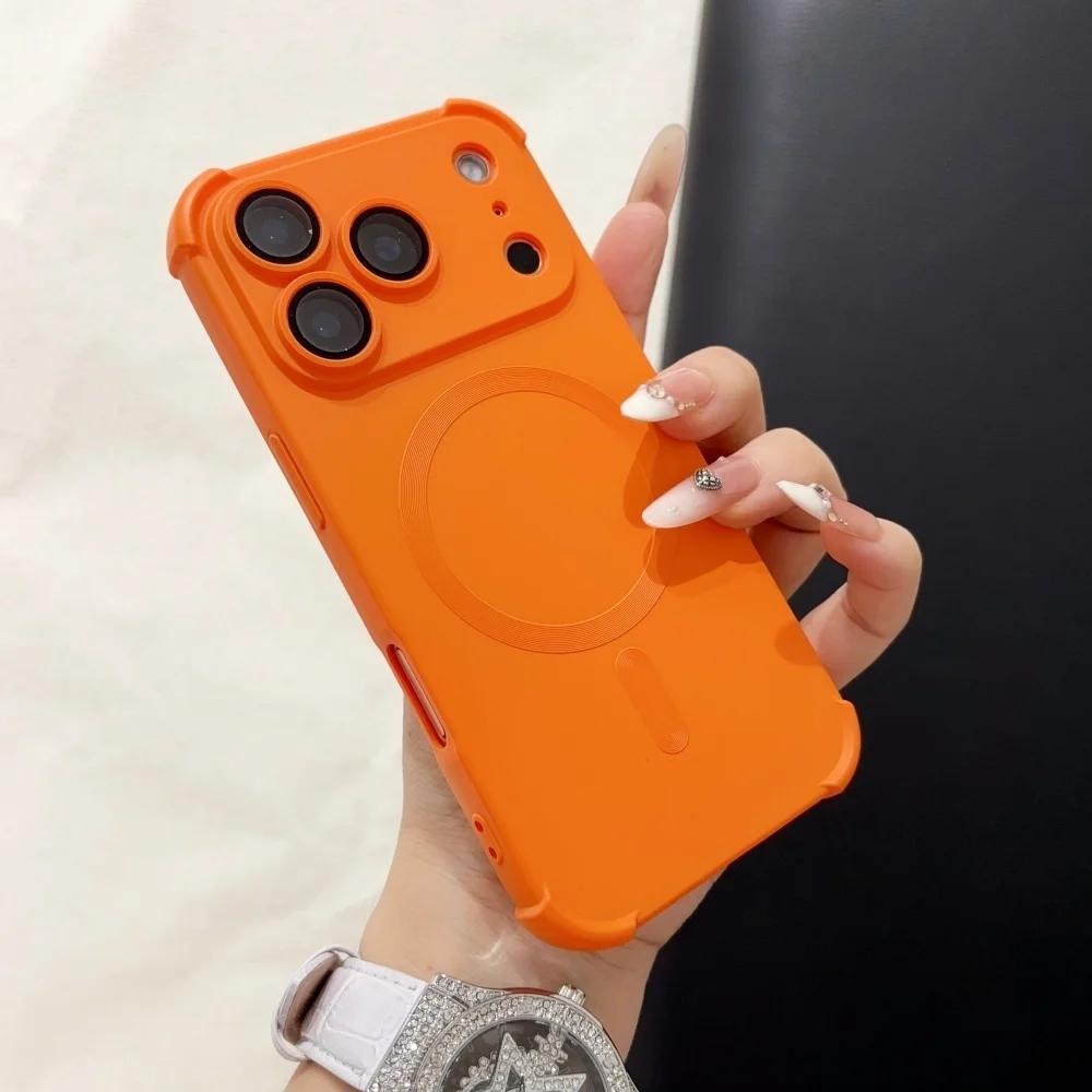 18pro Matte Airbag for Magsafe Magnetic Cases for iPhone 18 Pro Max 17 Pro 16 15 14 13 12 Lens Protection Shockproof Soft Cover