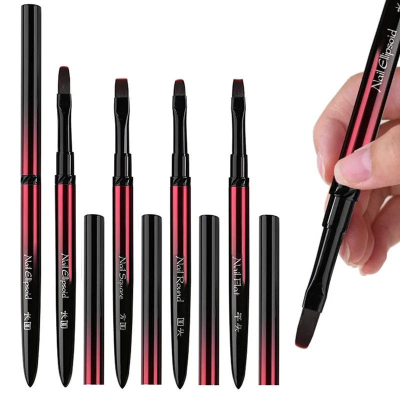 4 نمط أسود أحمر التدرج مقبض مسمار رسم فرش مانيكير خطوط اللوحة الأشعة فوق البنفسجية هلام تمديد منشئ قلم رسم