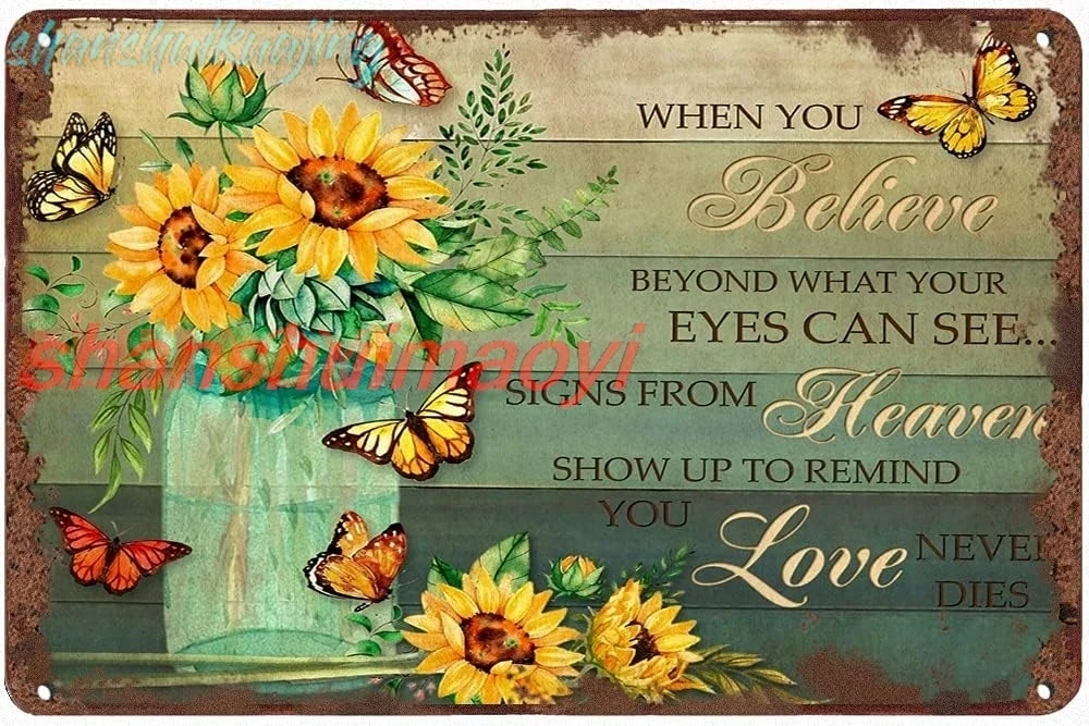 Retro Tin Sign Metal Tin Sign When You Belive Beyond What Your Eyes can See Kitchen Decor Summer Decor Funny Wall Decor for sign