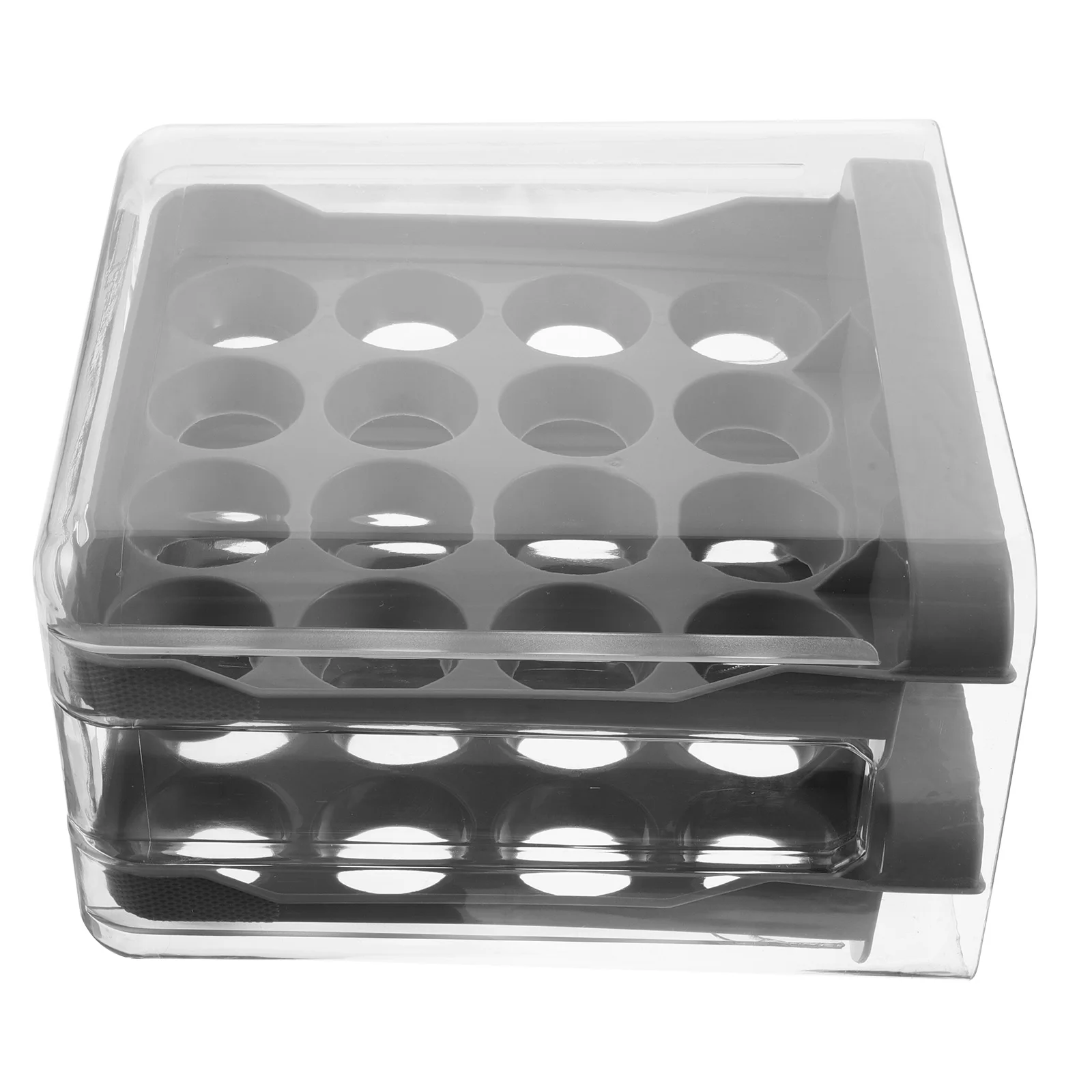 

32 Eggs Storage Box Double Layer Transparent Fridge Kitchen ganizer Lid Grey Stackable Container for Home Use Egg Shelf