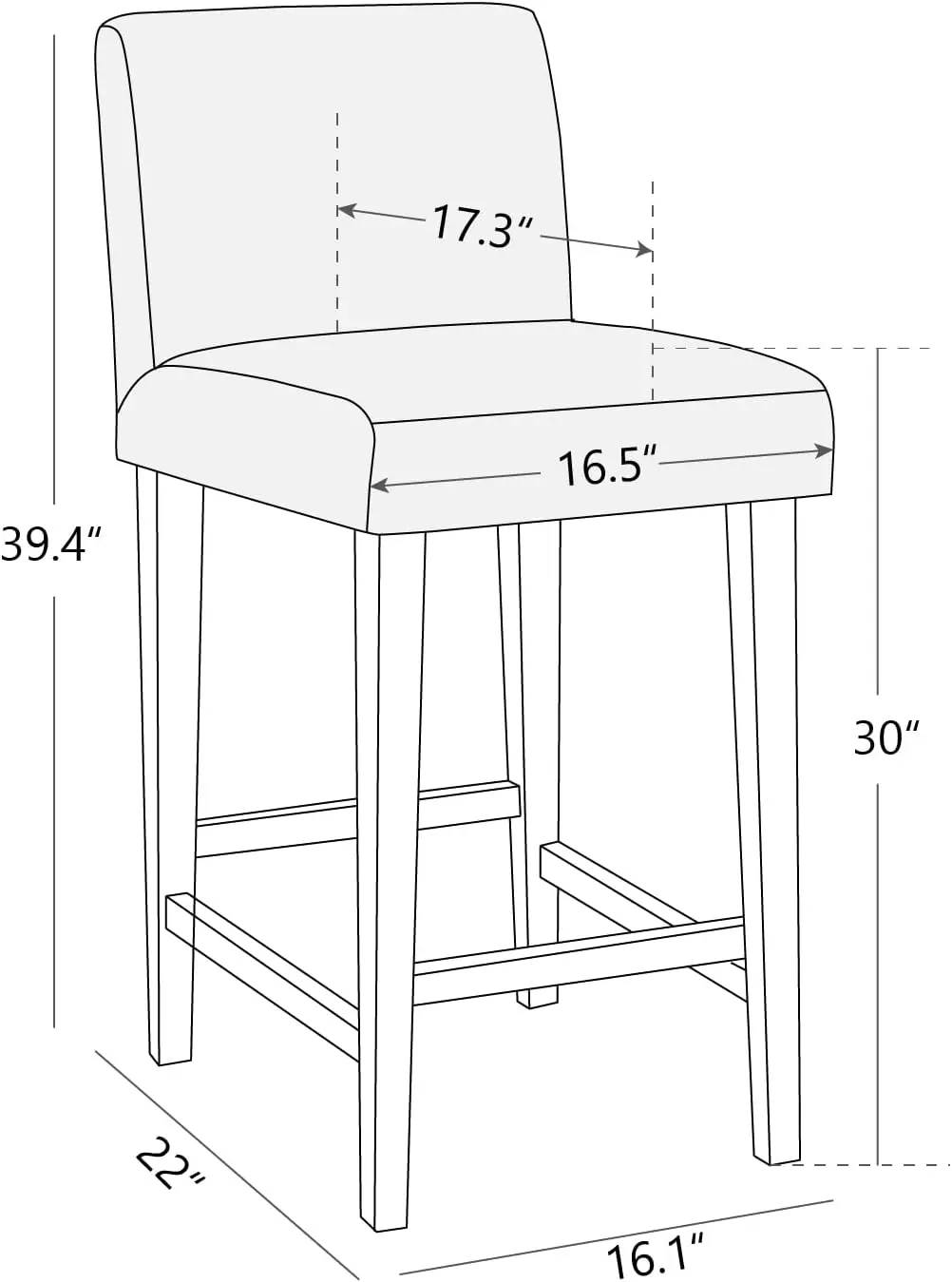 Chita Barkrukken Set Van 2, 30 "H Zithoogte Gestoffeerde Barkrukken,