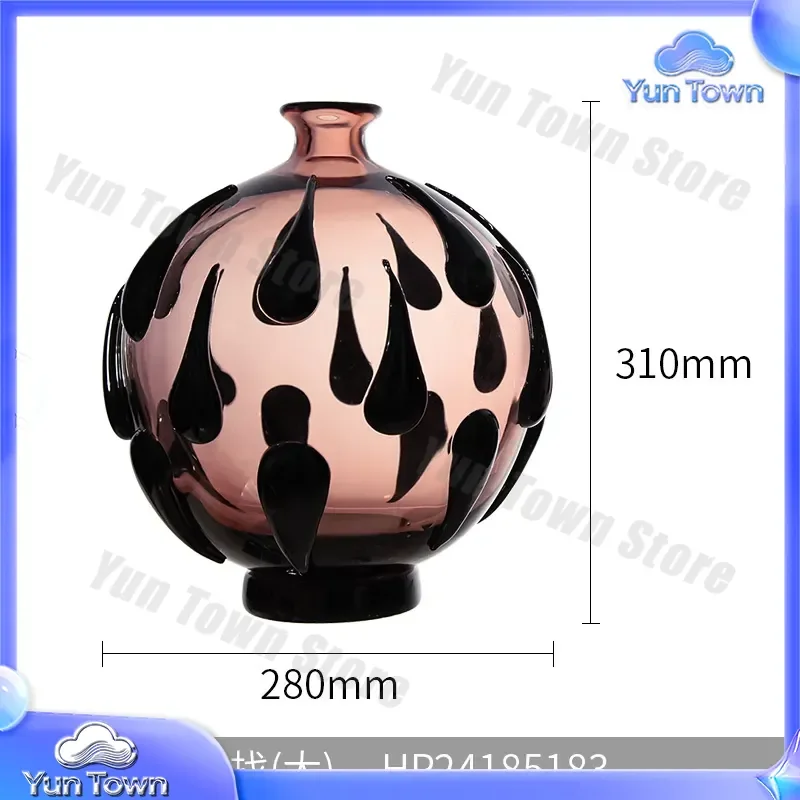 Retro Glazed Vase for Jingchun Dark Brown Crystal Decor for Office Home Bedroom Model Room Glass Jewelry Display Decorative