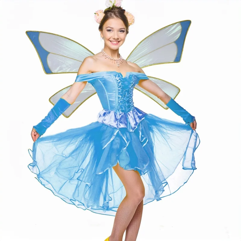 Organza Butterfly Wing for Women Girls, Blue Fairy Wings Halloween Cosplay Supplies