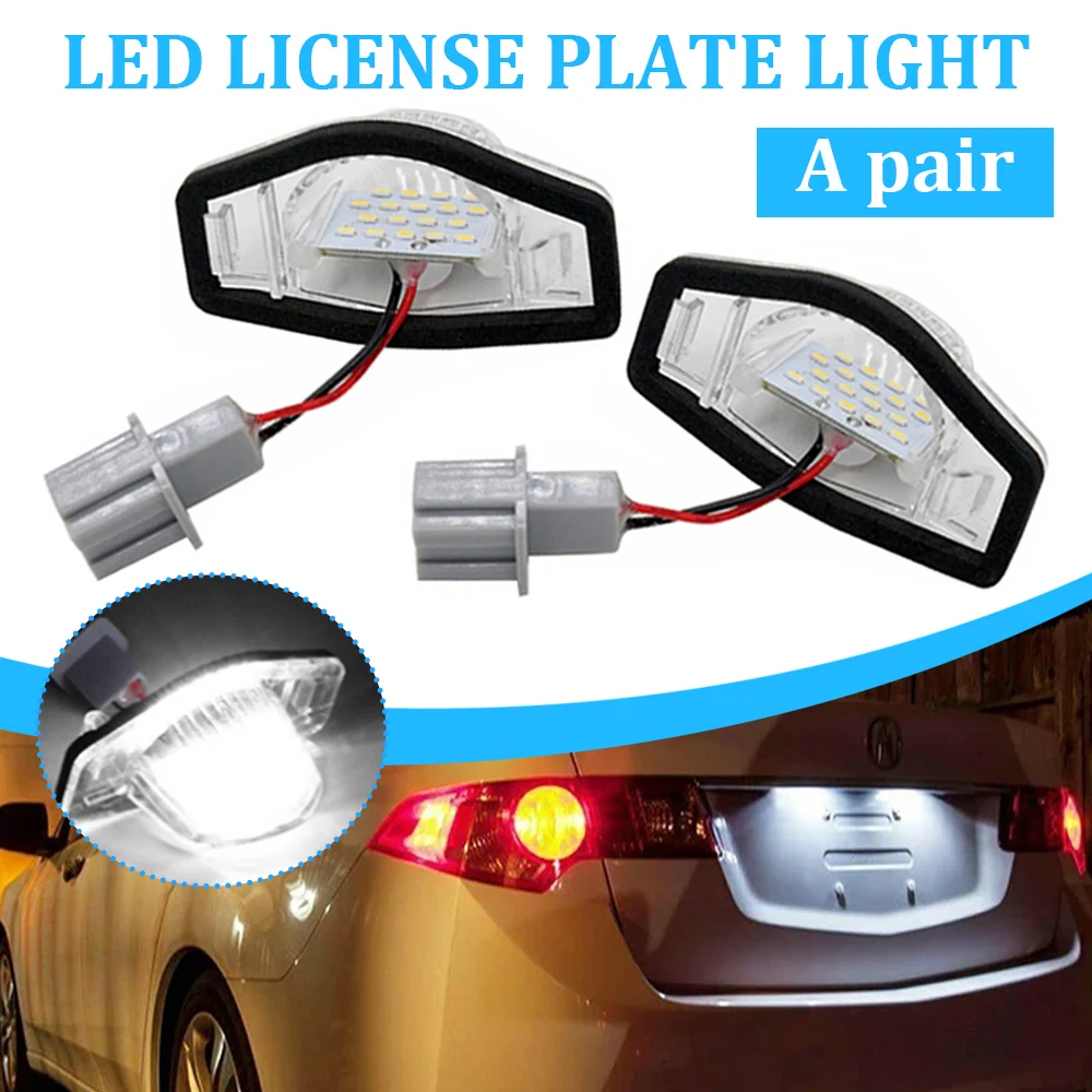 2Pcs Car Number License Plate LED Light 515147 For Honda Crv Fit Odyssey Jazz Hrv Frv CR-V Stream 12V LED Number Lamp