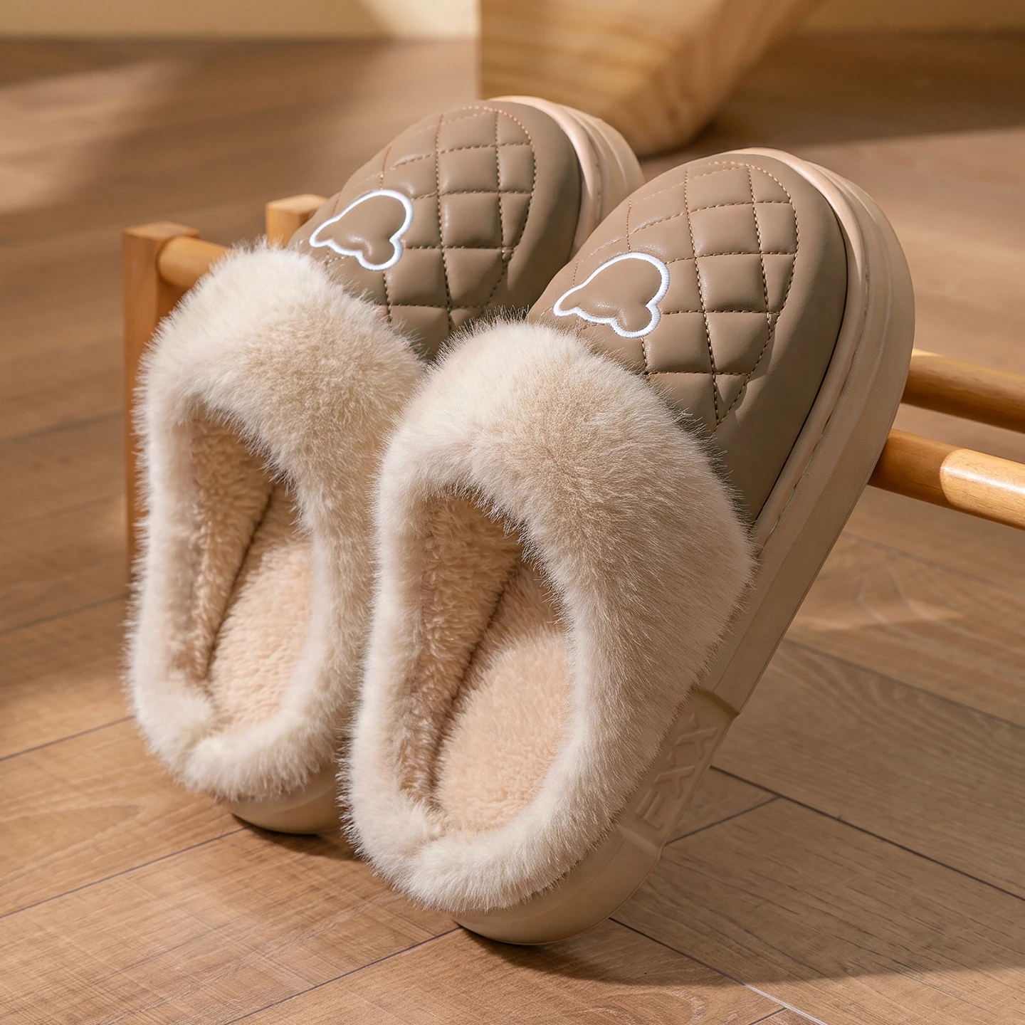 Herren Damen Winter Warme Hausschuhe Wasserdichte Plattform Dicke Sohle Fell-Slides Gemütliche Plüsch Rutschfeste Weiche Indoor Outdoor Baumwoll-Mules – Detail 6
