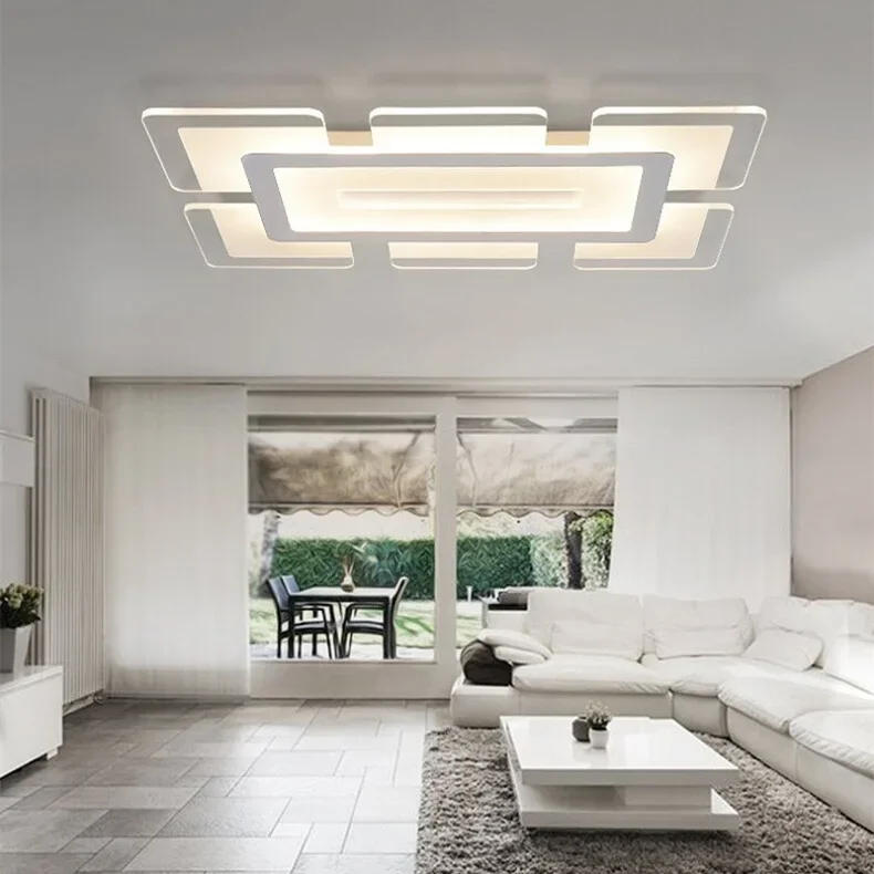 Moderna luz de teto led retangular e quadrada sala estar acrílico criativo quarto lâmpada AC110-240V