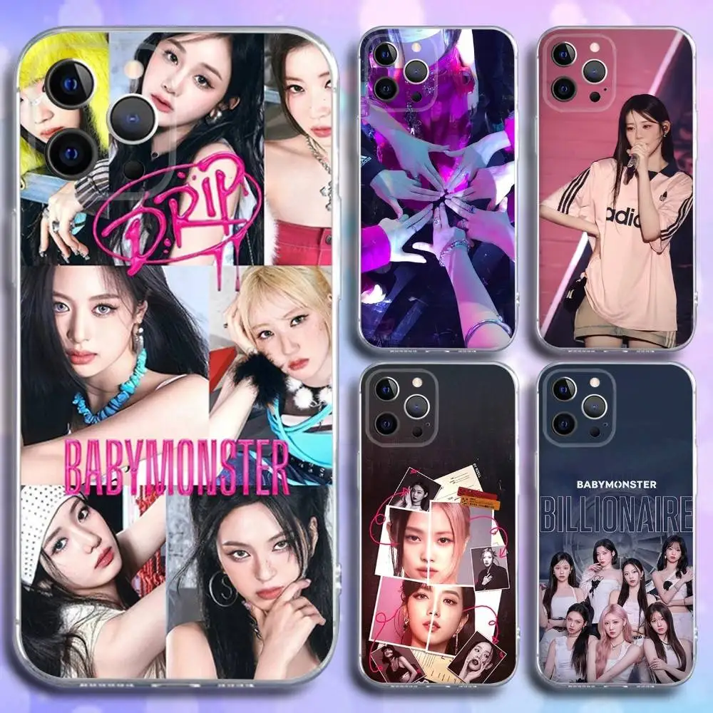 

Kpop B-Baby M-Monster drip Phone Case For iPhone 17,16,15,14,13,12,11 Pro,Max,Plus,X,XS,XR,SE4,E Mini Transparent Soft Cover