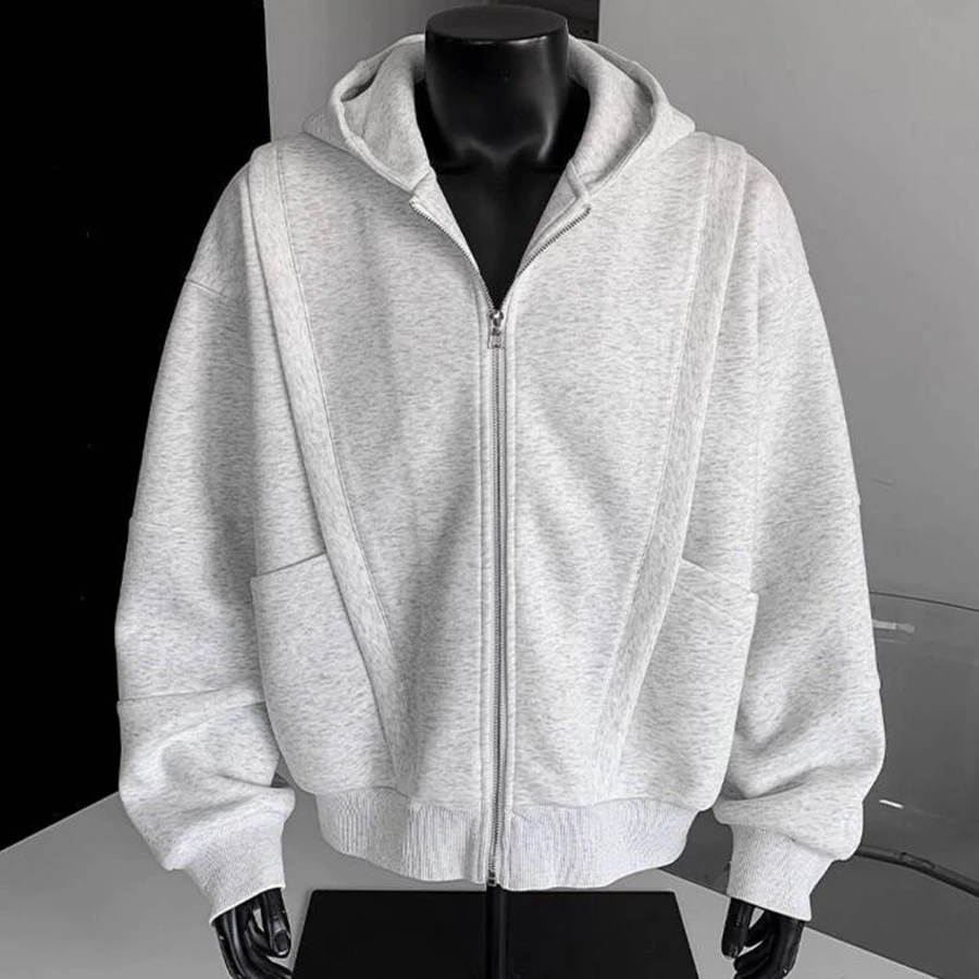 

Oversized Men's Black Hooded Jacket Relaxed Fit Zip Up Sweatshirt Jacket with Front Zipper Casual Jacket with Hood Perfect