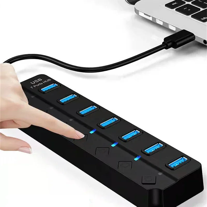 

USB Hub 3.0 3 0 Hub Multi Splitter Hab Use Power Adapter Multiple Expande Hub With ON/OFF For Laptop Accessoriess