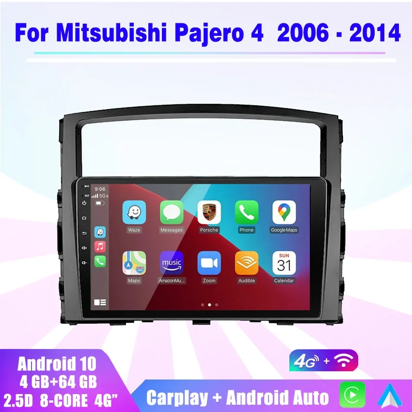 

2GB+32GB 2 din Android 10 car radio multimedia player carplay Auto GPS navigation For Mitsubishi Pajero 4 V80 V90 2006 - 2014