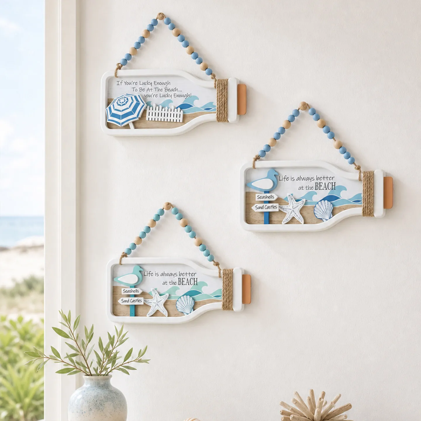Mediterranean Style Wall Decoration Ocean Three-dimensional Bottle Listing Living Room Entrance Background Wall Decoration