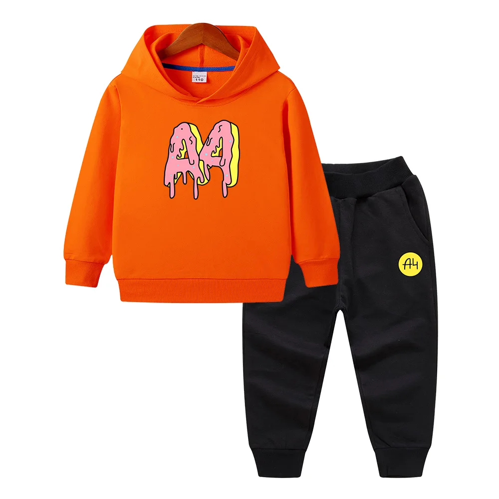 

Summer A4 Merch Child Hoodie Pants Suit a4 Donuts print Boy Girl Sweatshirt Tops Merch A4 Casual Quality kids Baby Clothing