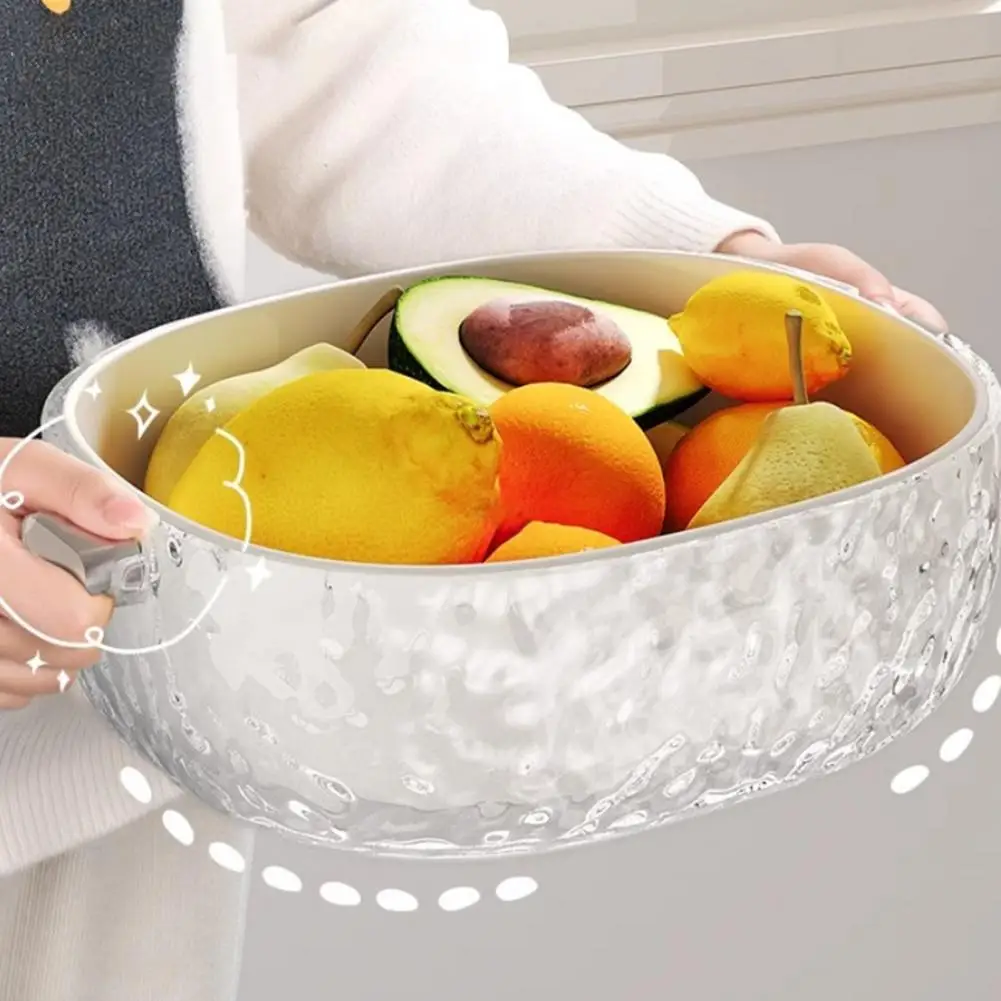 Food-grade Bowl Nested Design Double Layer Drain Basket Set with Mixing Bowl Kit Capacity Rotatable Colander Bpa for Efficient