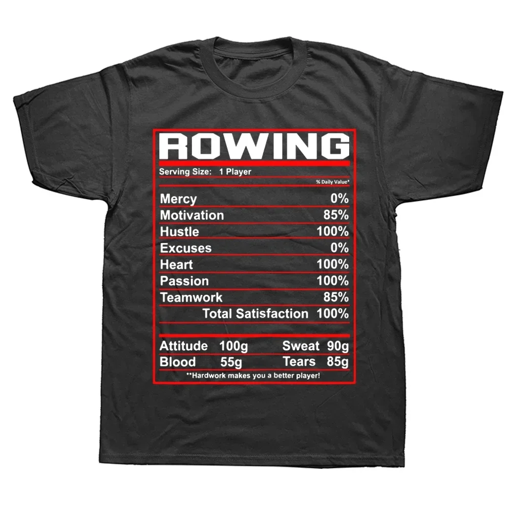 Rowing Nutrition Facts Rower Team T Shirts Graphic Streetwear Short Sleeve Birthday Gifts Summer Style T-shirt Mens Clothing