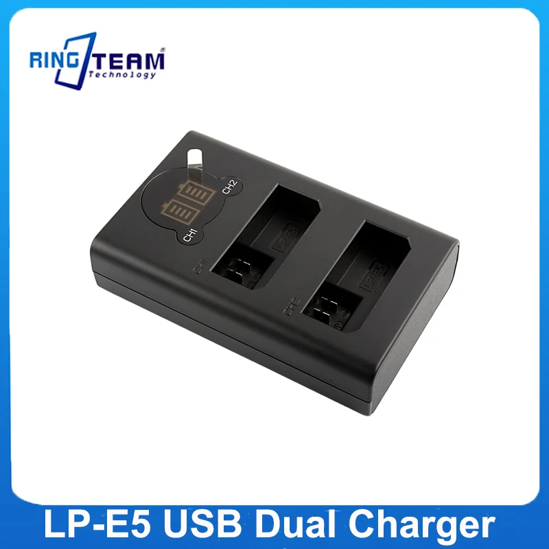 LPE5 LP-E5 LP E5 Battery USB Dual Charger  For Canon 450D 500D 1000D Kiss X2 X3 F Rebel T1i XSi Xli XS L15 camera