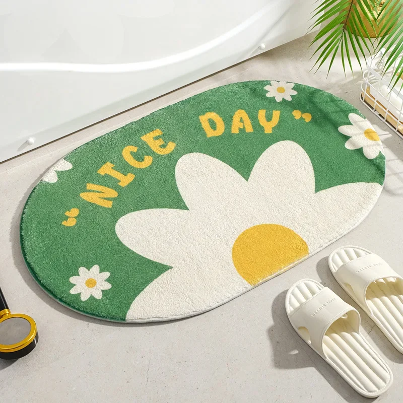 

Small Floor Mats Soft Flowers Words Rugs Home Entrance Carpets Bedroom Toilet Bathroom Door Absorbent Non-Slip Foot Pad