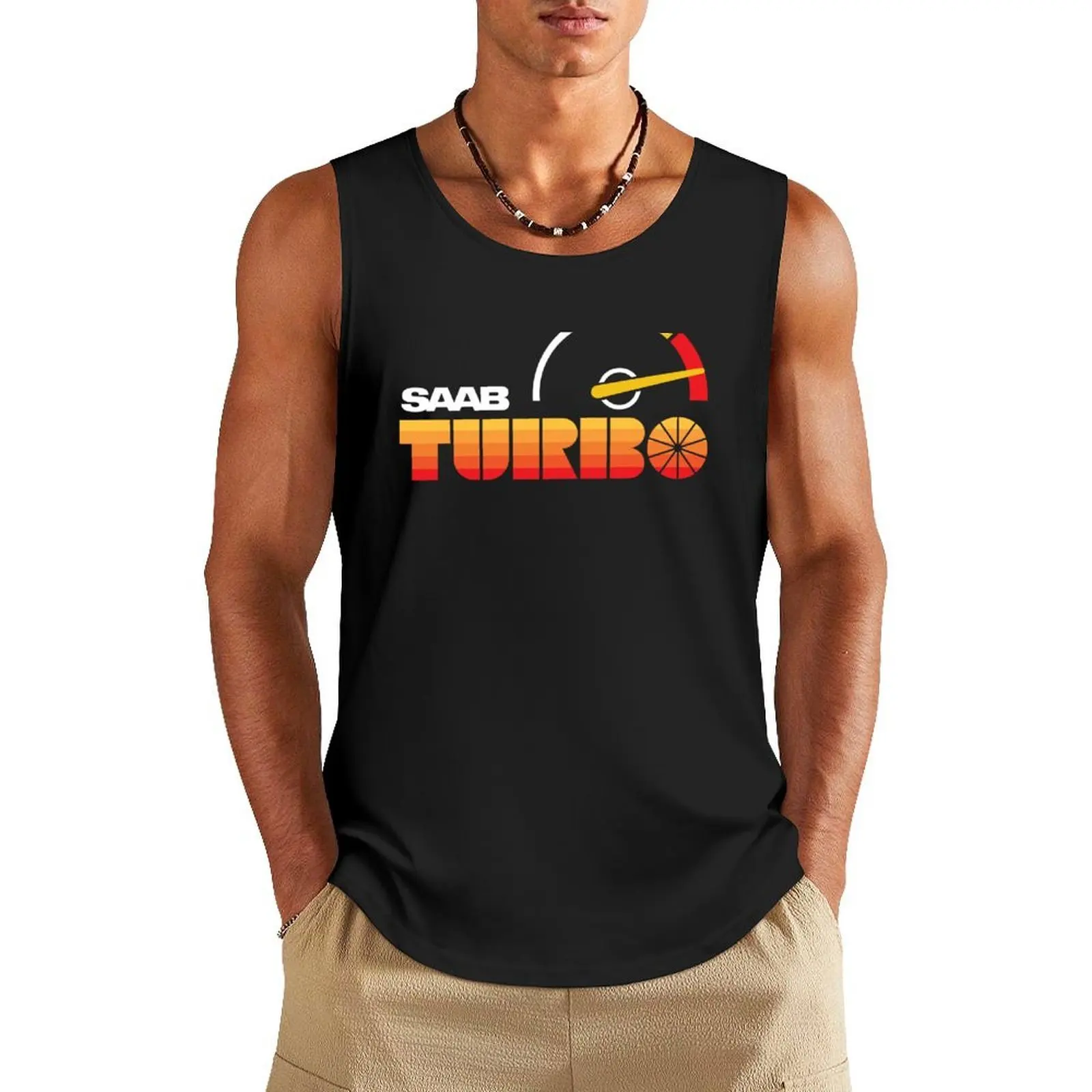 

SAAB Turbo retro look badge stripes with Gage Tank Top Men's summer vest sleeveless jackets Men sleeveless tee gym t-shirts man