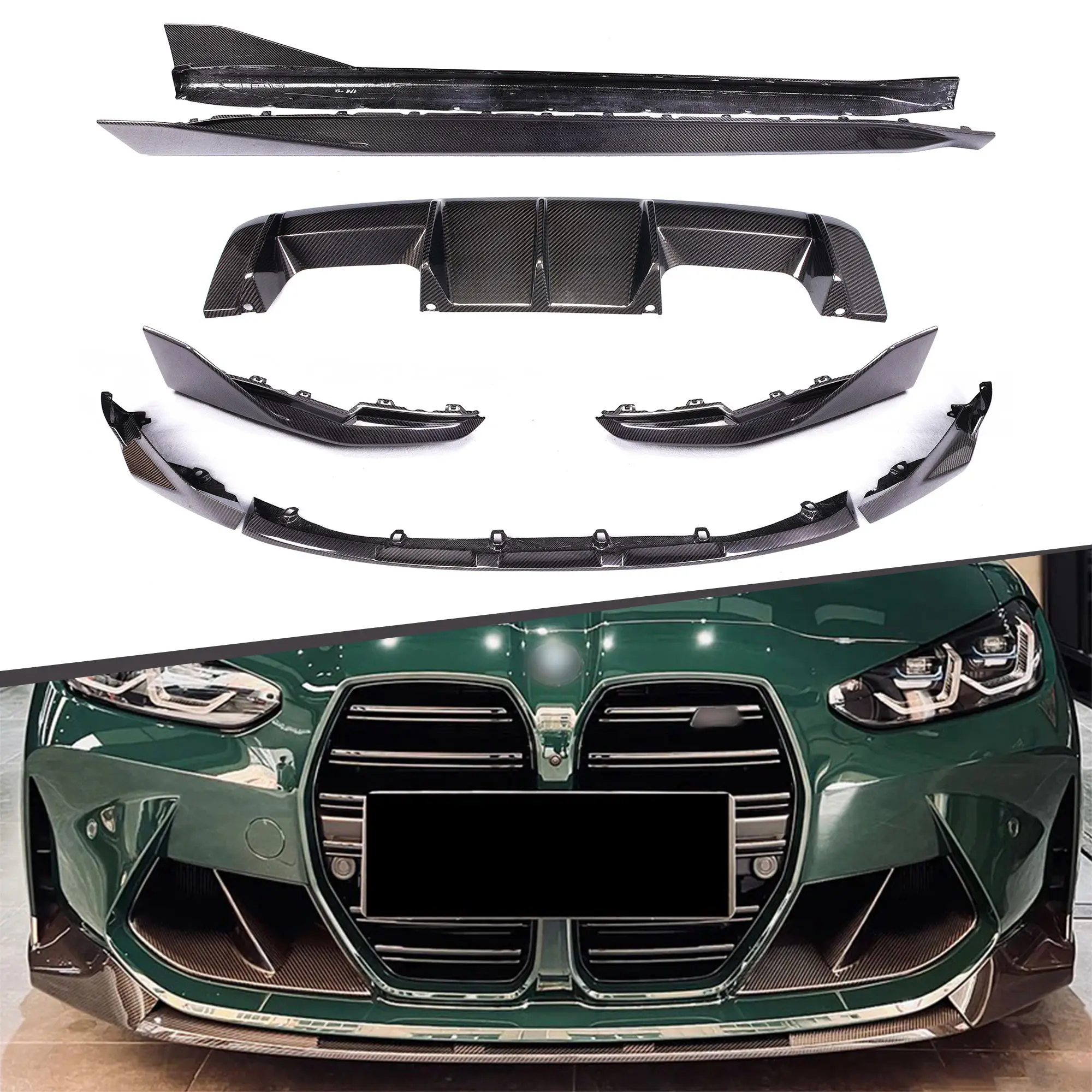Classic Car Restomod Body KitsMP Style Carbon Fiber Full Body Kit Front Lip Side Skirts Rear Diffuser Corner Splitter For G80 M