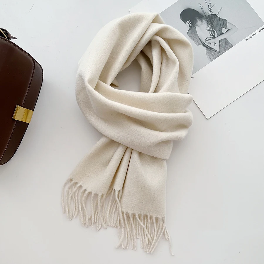 

Elegant Classic Pure Color 100% Wool Scarf Unisex Good Quality Winter Warm Neckerchief Pashmina Shawl Light Comfort Lovers Gift