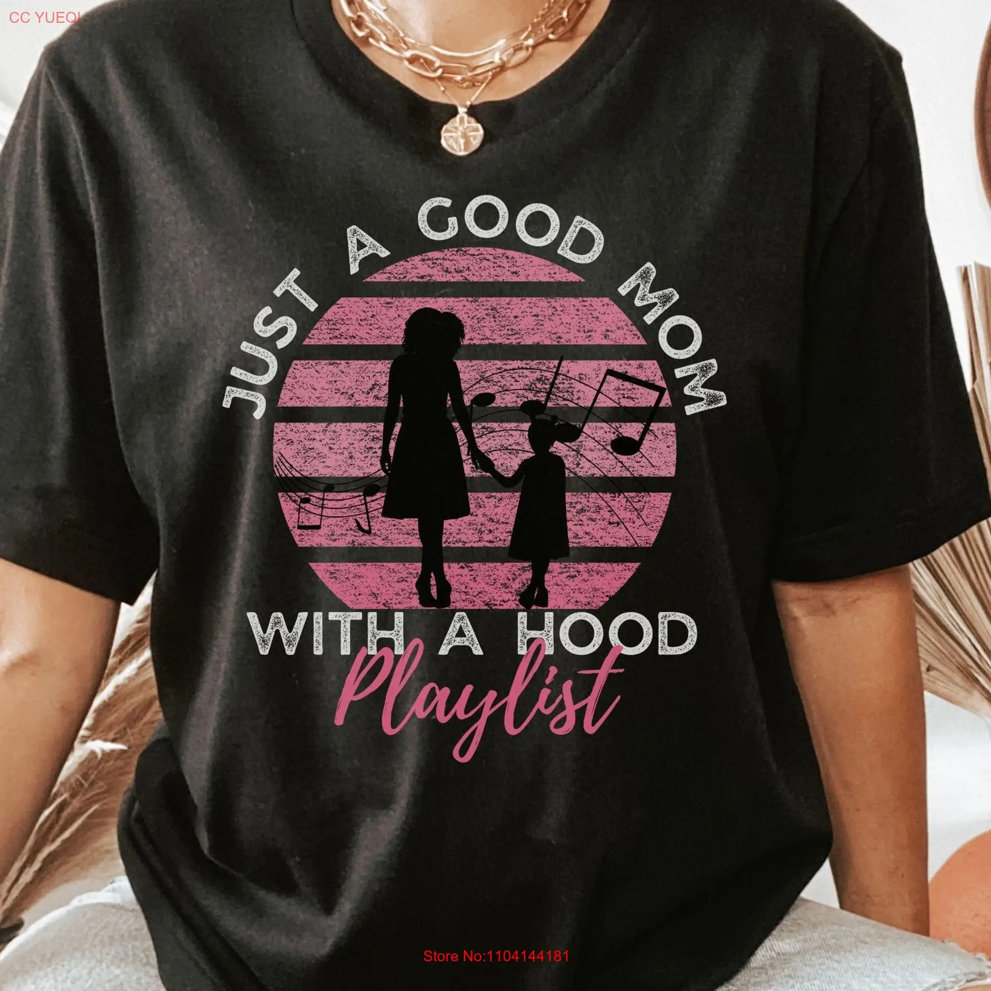 Mother's Day T Shirt for Black Moms Retro Mom Just a Good With Hood Playlist African American Mothers