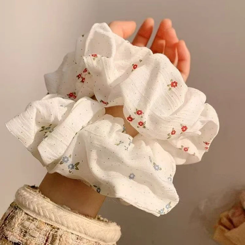 

Cute Floral Scrunchies Women Girls Elastic Hair Bands Accessories Tie Hair Ring Rope Headdress Headwear Ornament Ponytail Holder