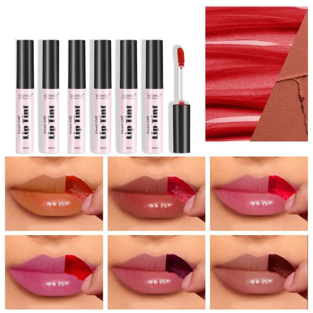 6 Kleuren Afpellen Vloeibare Lippenstift Sexy Langdurige Lip Make-Up Mat Lip Glazuur Waterdicht Cosmetisch Afscheuren Lipgloss Vrouwen