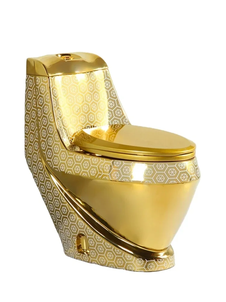 Modern one-piece gold ceramic toilet floor installation easy to clean smooth surface slender bowl double flush including