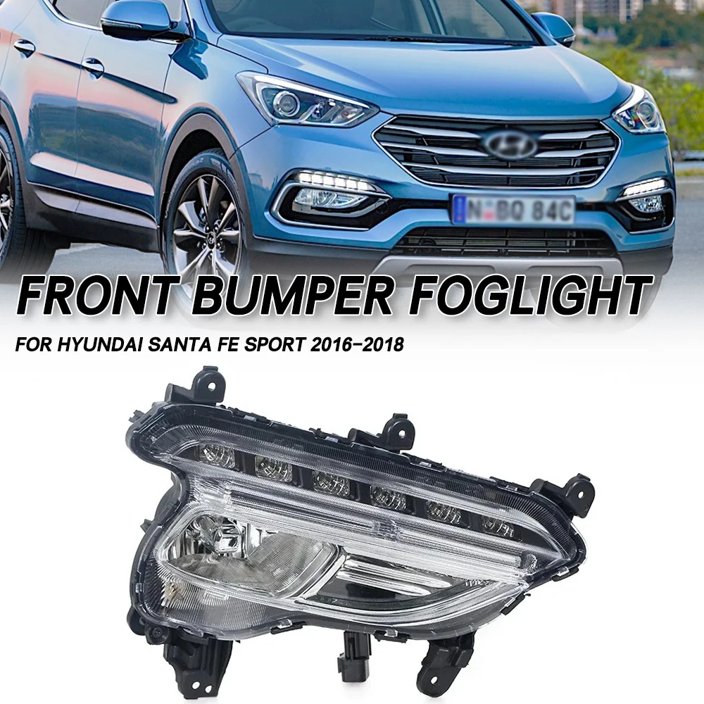 

For Hyundai Santa Fe Sport 2016 2017 2018 LED Front Bumper Foglight Fog Light Fog Lamps Foglamp DRL Daytime Running Light