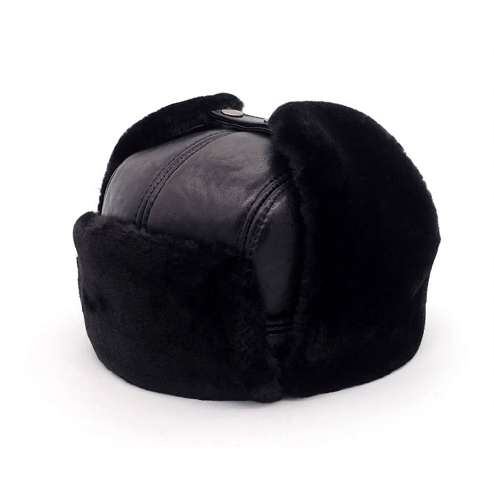 2024 Male Casual Winter Warm Sheepskin Leather Cap New Hot Russia Adult Caps Men 100% Natural Real Sheepskin Leather Bomber Hats