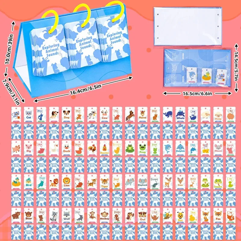 

72 Animal Sound Exploration Cards - Cartoon English Parent Child Interactive Educational Toy for Early Childhood Learning