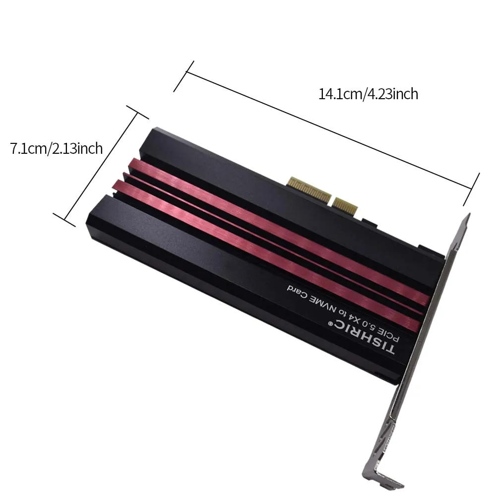 TISHRIC Adapter Board PCIE 5.0 X4 to NVME Adapter Card 2280 NVME SSD to PCIE X4 Connector with Aluminum Alloy Heat Sink for PC