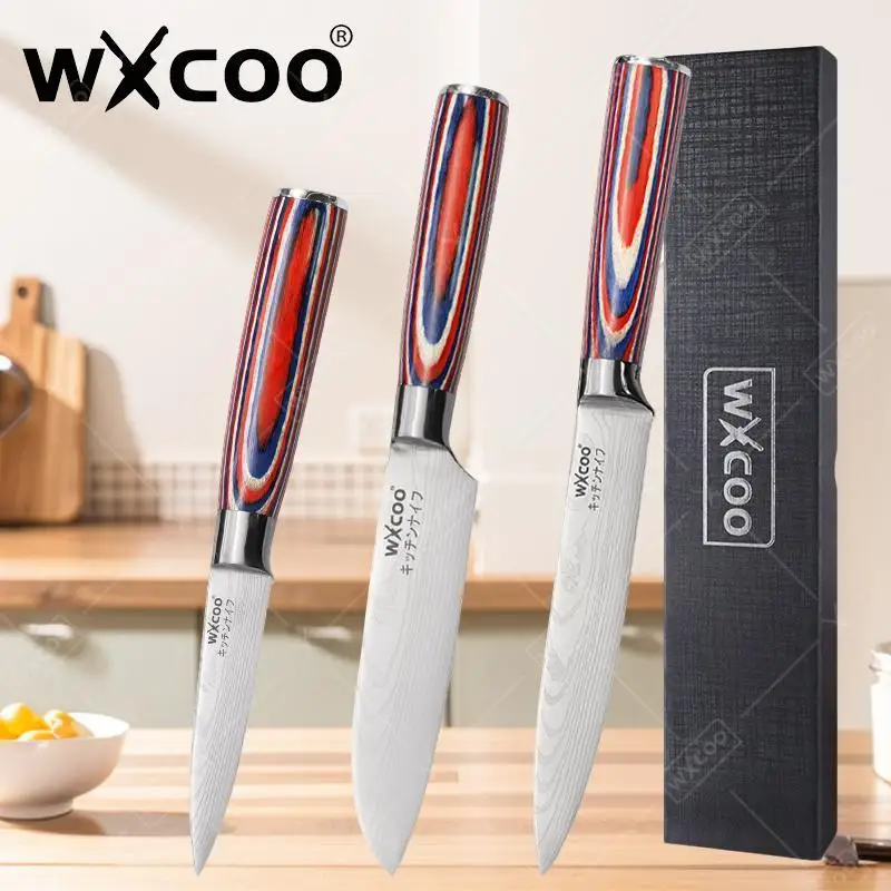 WXCOO Küchenmesser, Messer aus Edelstahl mit hohem Kohlenstoffgehalt und Geschenkbox, Mehrzweckbecher, Ausbeinmesser, Obstschneiden, Fleischschneiden