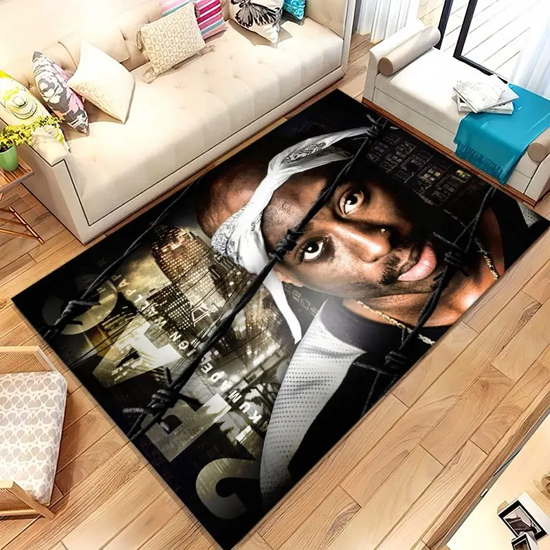 Tupac 2Pac Thug Life West Coast Rap Legend Soft Non-Slip Large Area Rug for Living Room,Bedroom Carpet Mat for Sofa,Home Decor