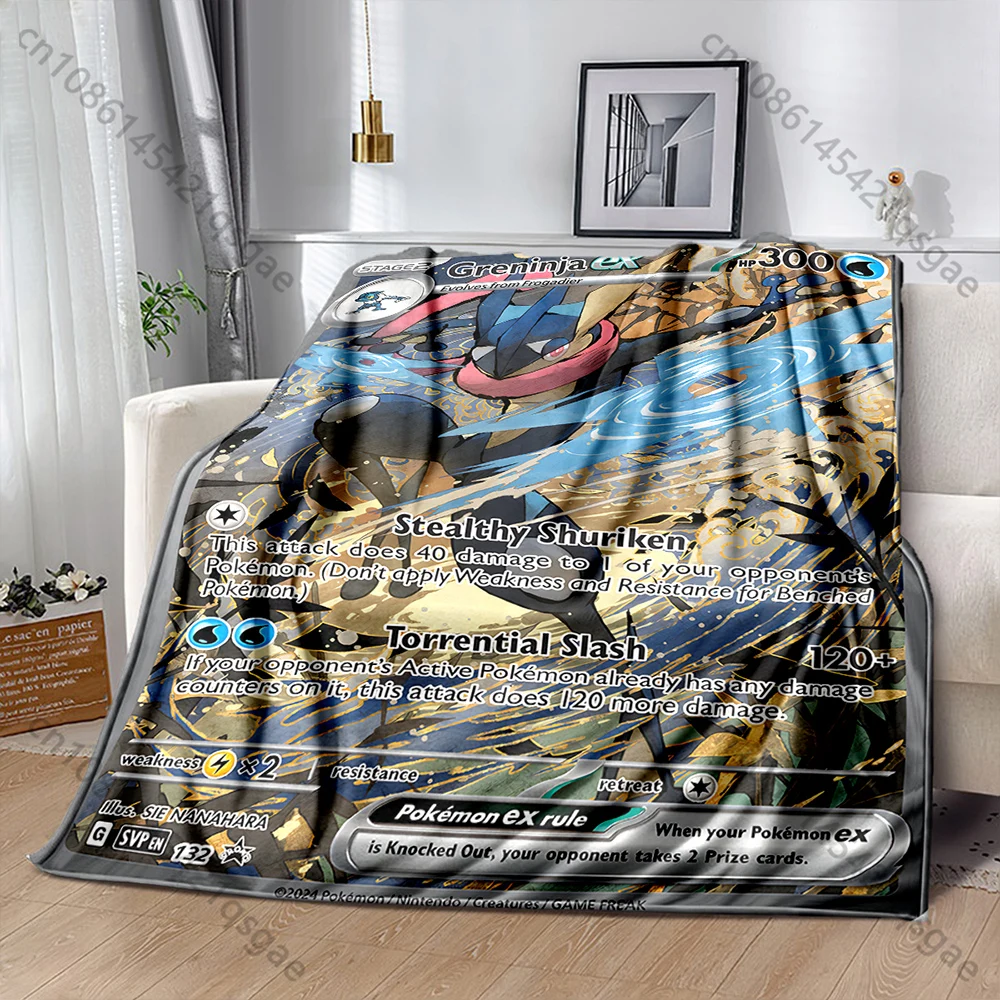 Pokemon Cards Greninja Print Blanket 4 Season Soft Fluffy Throw Kids Adult Quilt Sofa Bed Throw Blanket Outdoor Travel Camping