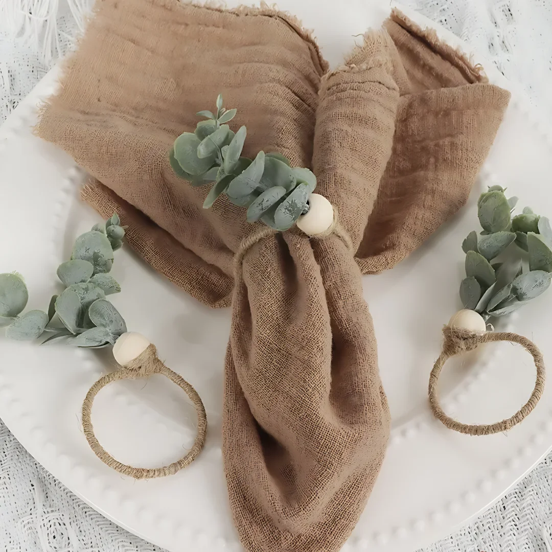 1-48PCS Napkin Ring Eucalyptus Leaves Napkin Ring Fruit Napkin Ring Restaurant Banquet Table Simulation Leaves Napkin Buckle