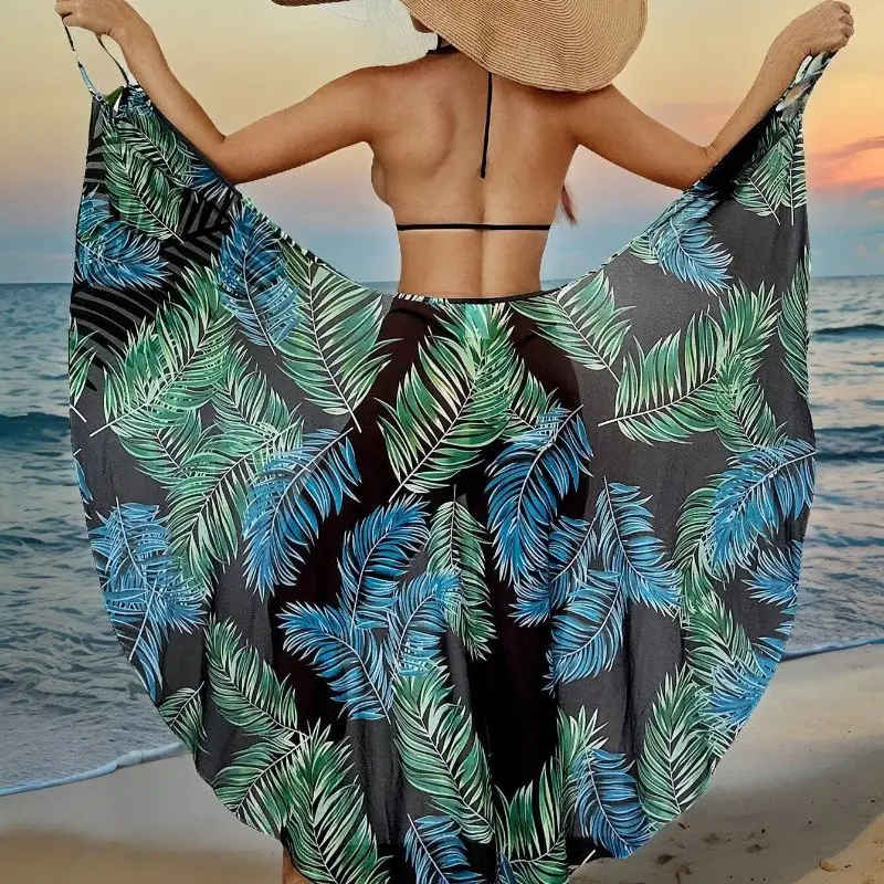 Cikini Beach Vacation Beach Skirt Mesh Printed One Piece Bikini Wrap Skirt