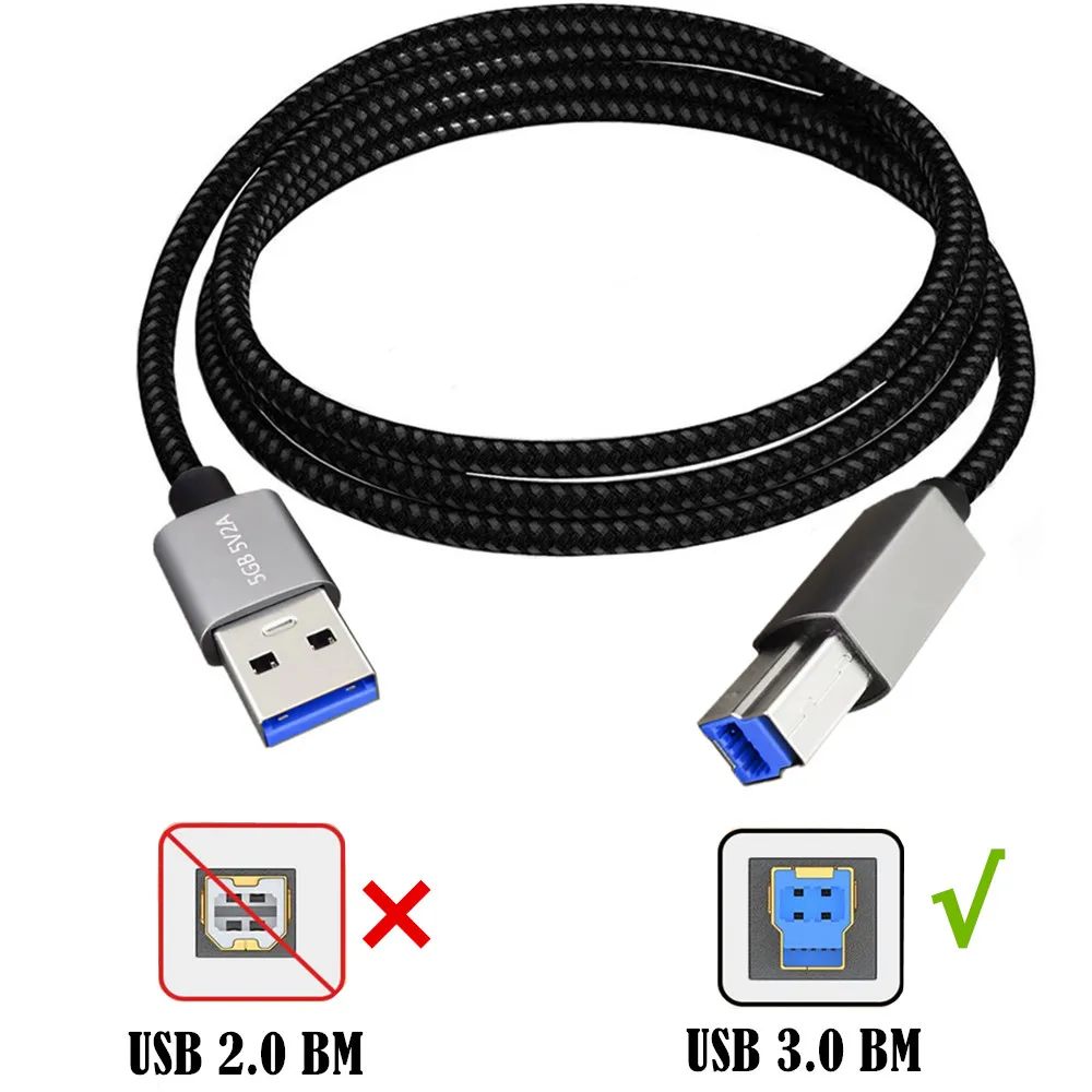 USB 2.0-Kabel ein Stecker zu B-Stecker, Supers peed USB 3,0 A zu B-Kabel-für Scanner, Drucker, externe Desktop-Festplatten und mehr