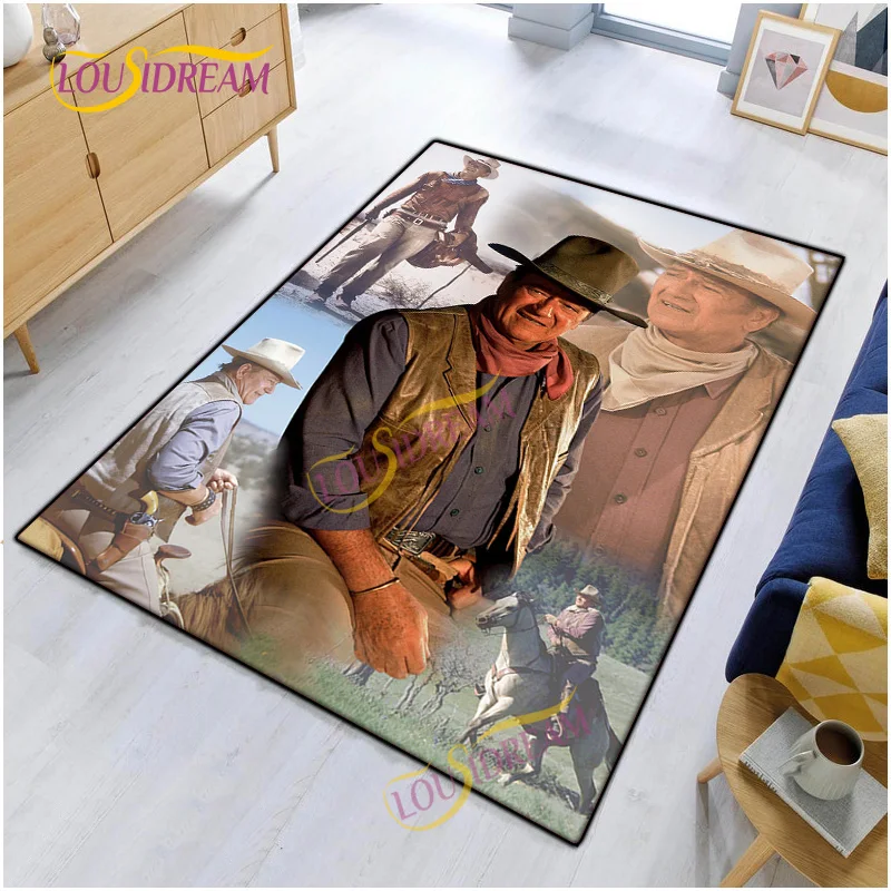 Actor John Wayne area flannel rugs Art Indian Cowboy style bedroom living room game mat kitchen door mat decorative carpet.