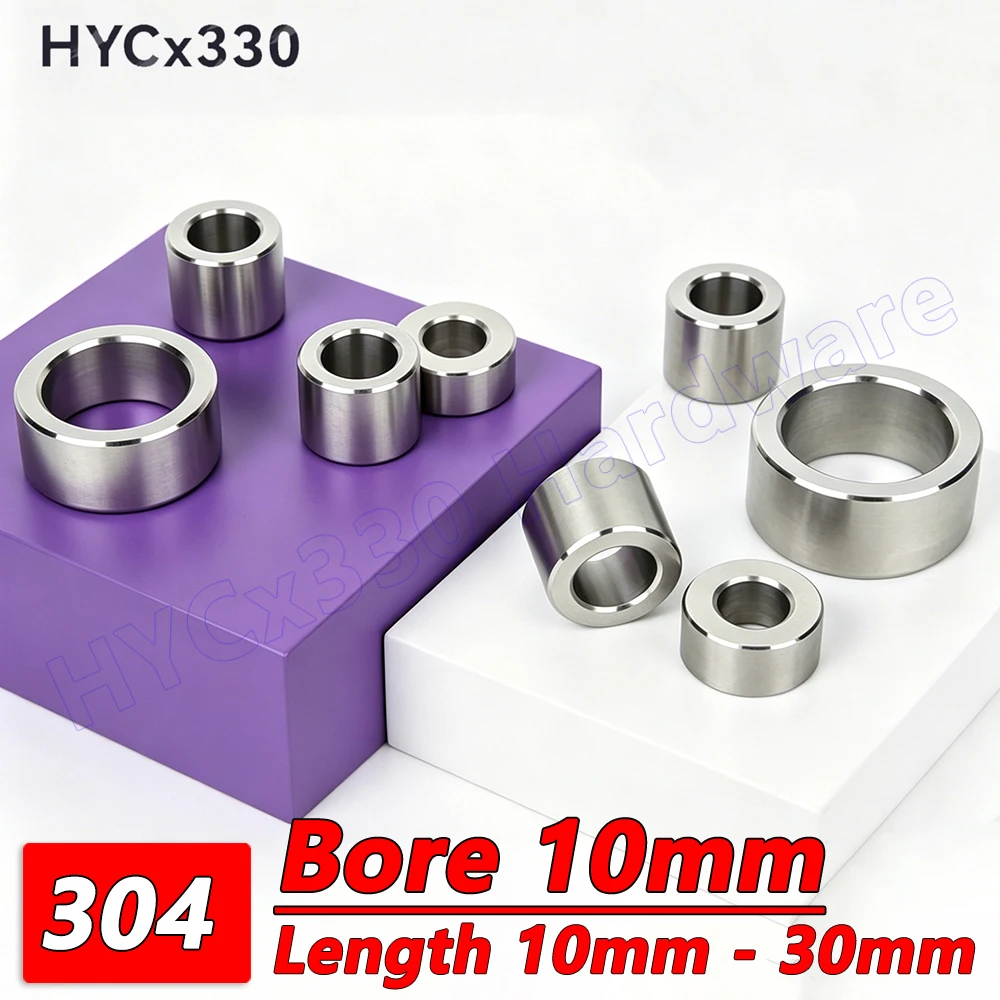 M10 Bushing Washer 304 Stainless Steel Gasket Sleeve Isolation Column Round Hollow Unthreaded Stand-off Spacer Length 10 - 30mm